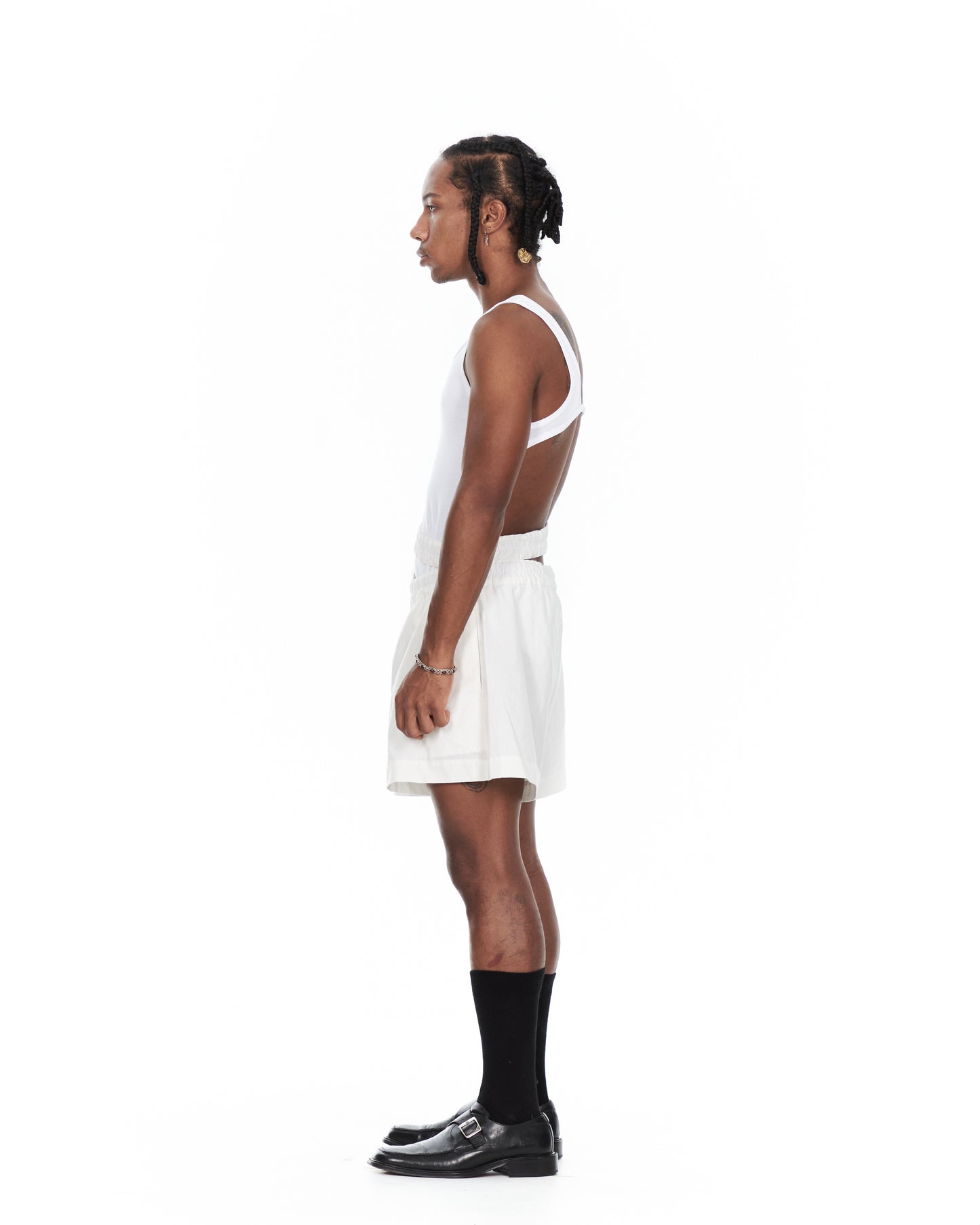 White Double Waistband Shorts