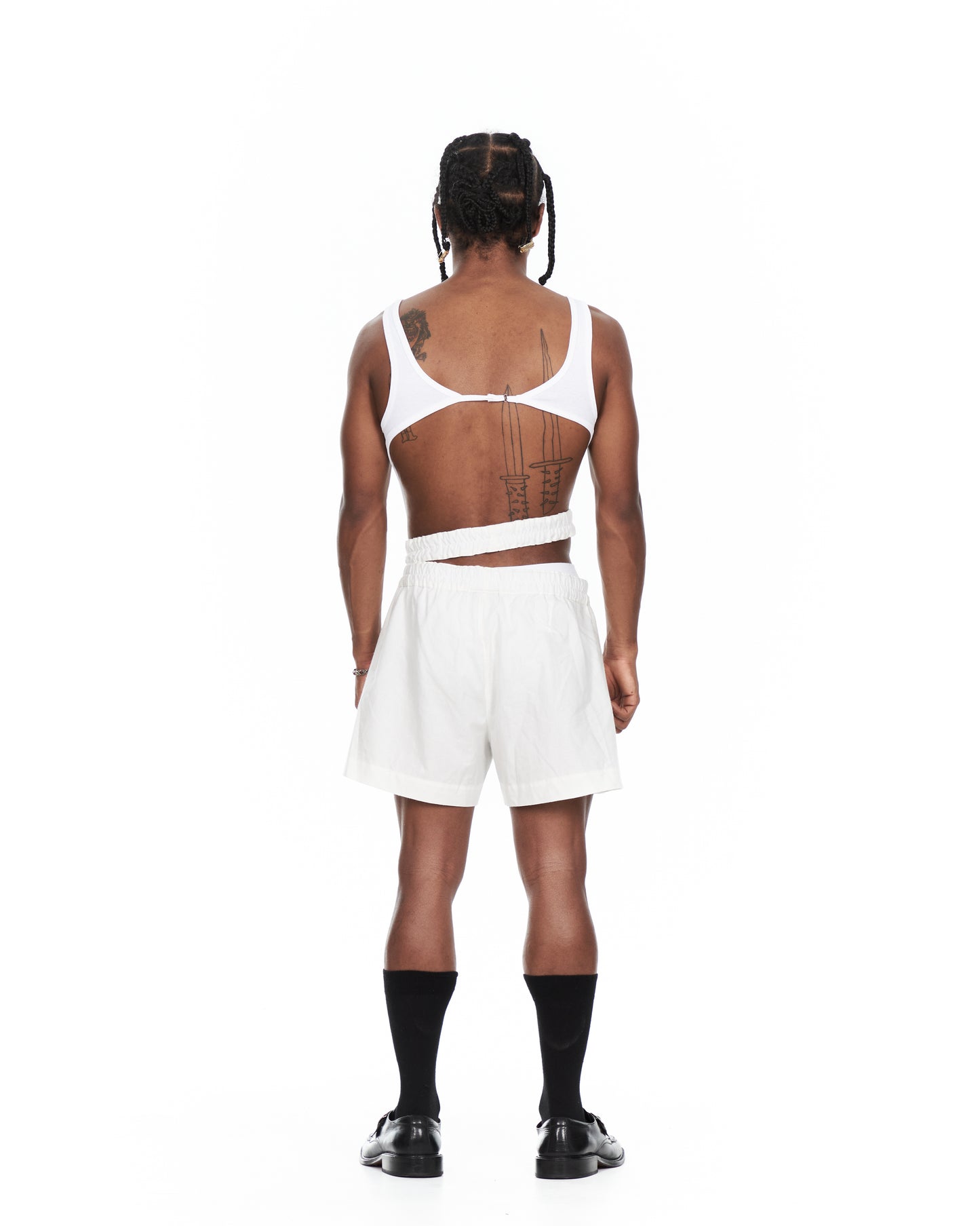 White Double Waistband Shorts