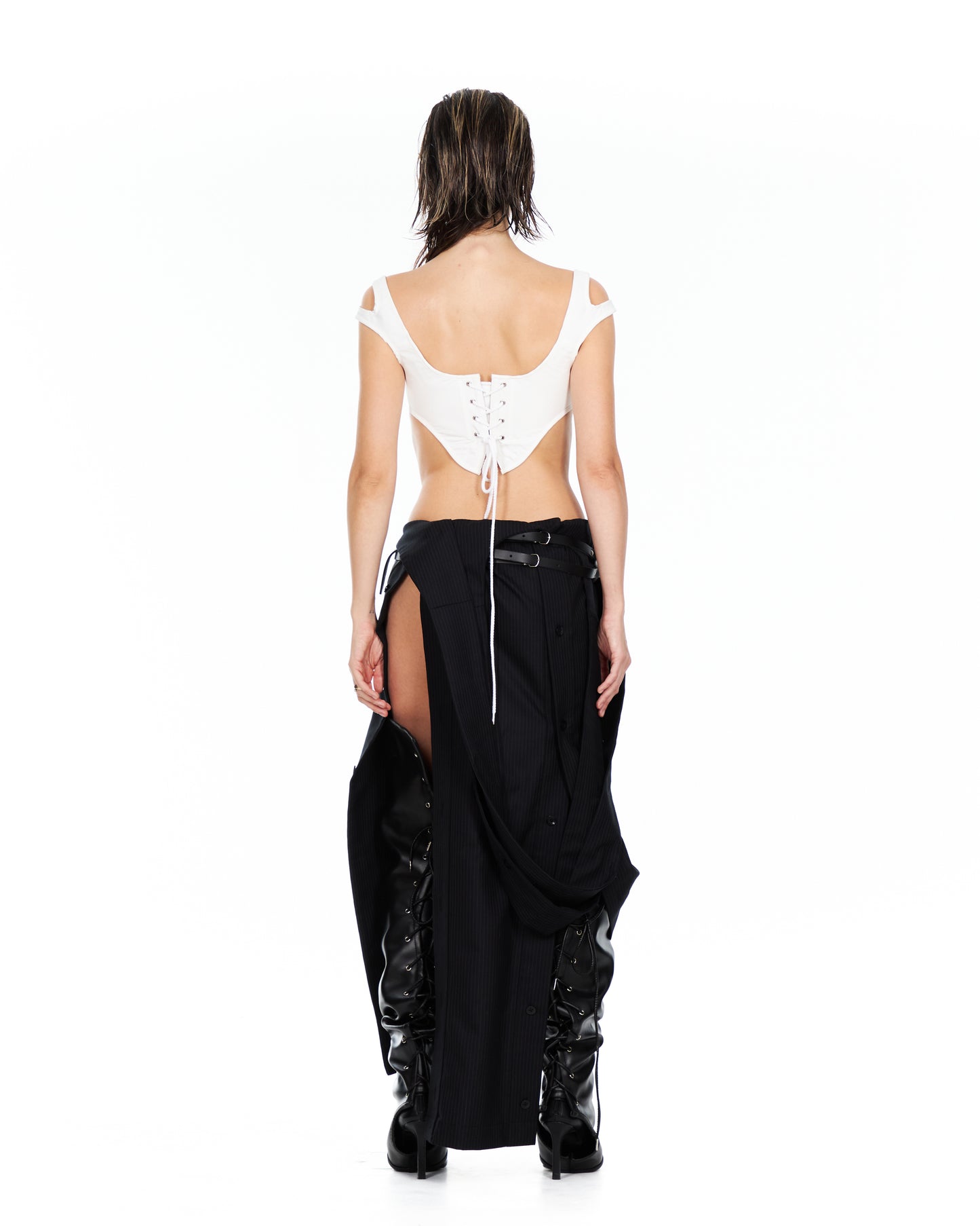 White Double Strap Corset with Cut Out