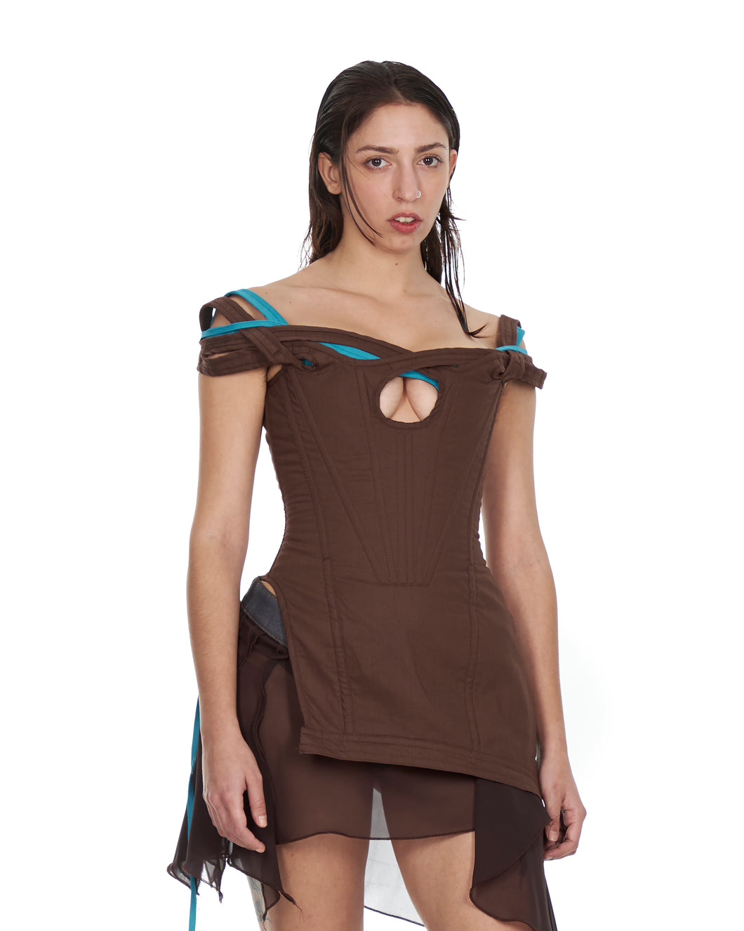 Brown Corset Mini Dress (FULL SET)