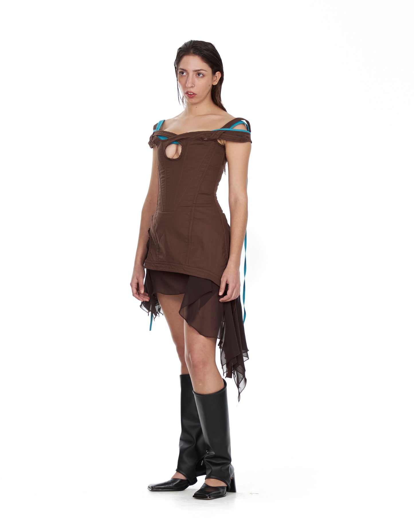 Brown Corset Mini Dress (FULL SET)