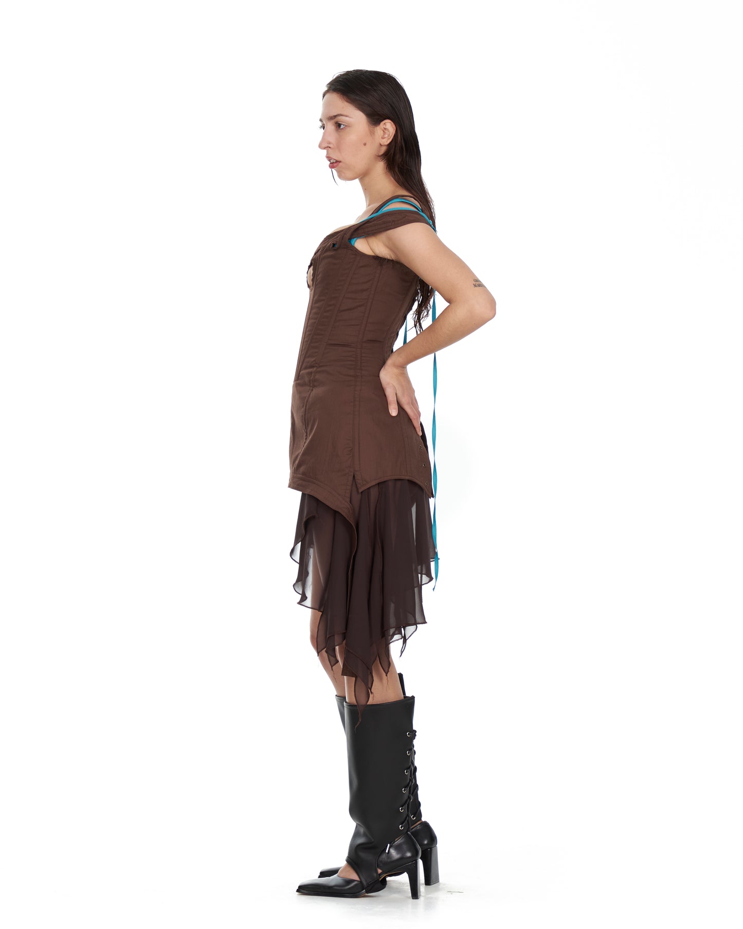 Brown Corset Mini Dress (FULL SET)