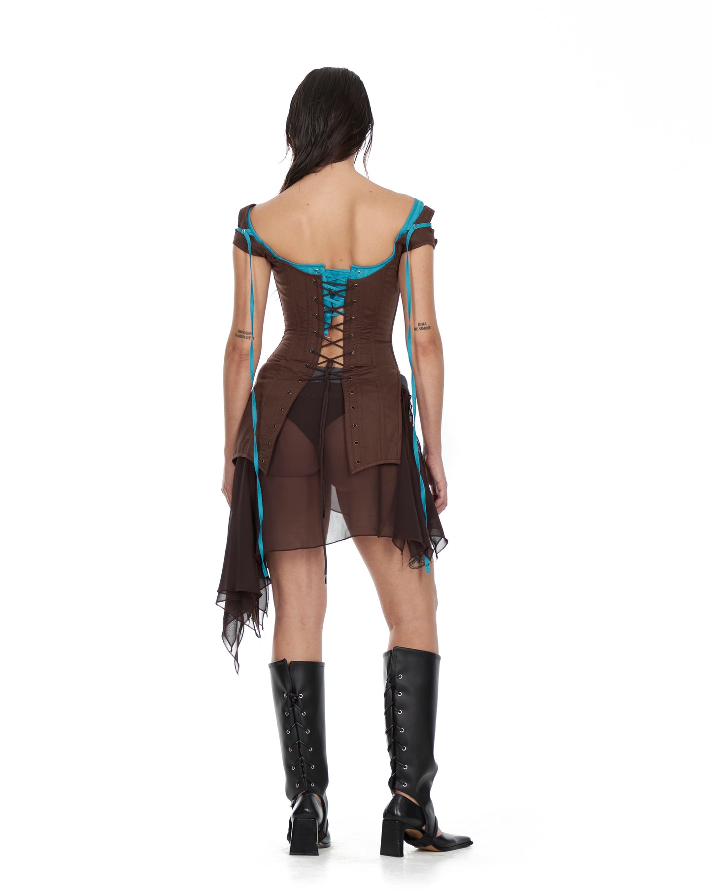 Brown Corset Mini Dress (FULL SET)
