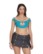 Load image into Gallery viewer, Blue Double Strap Corset with Cut Out
