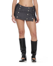 Load image into Gallery viewer, Denim Mini Puzzle Skirt
