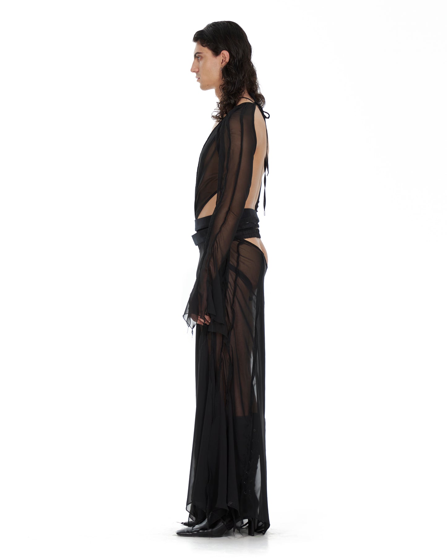 Double Waistband Black Skirt