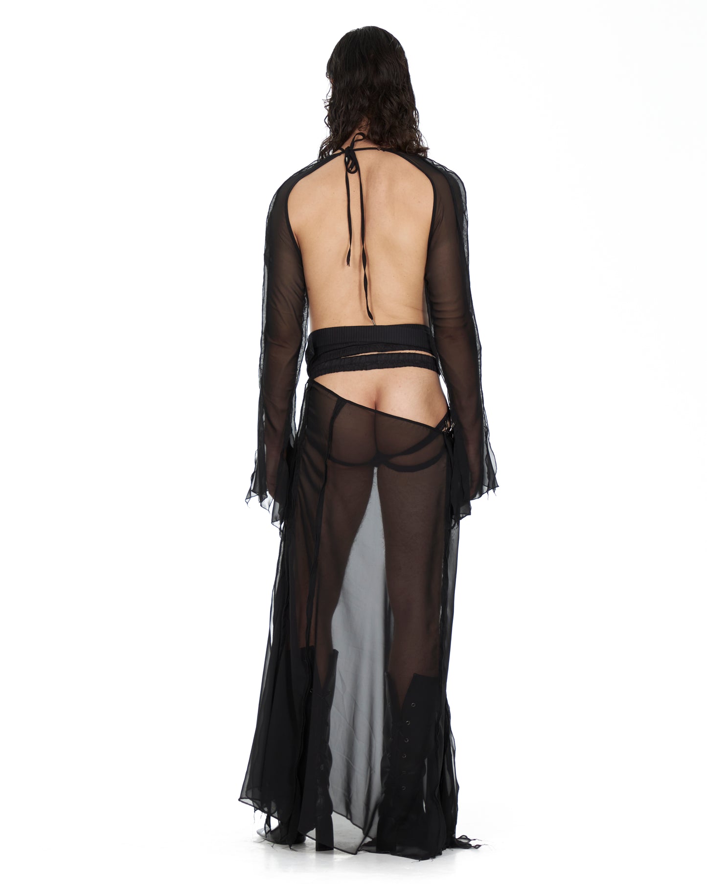 Double Waistband Black Skirt