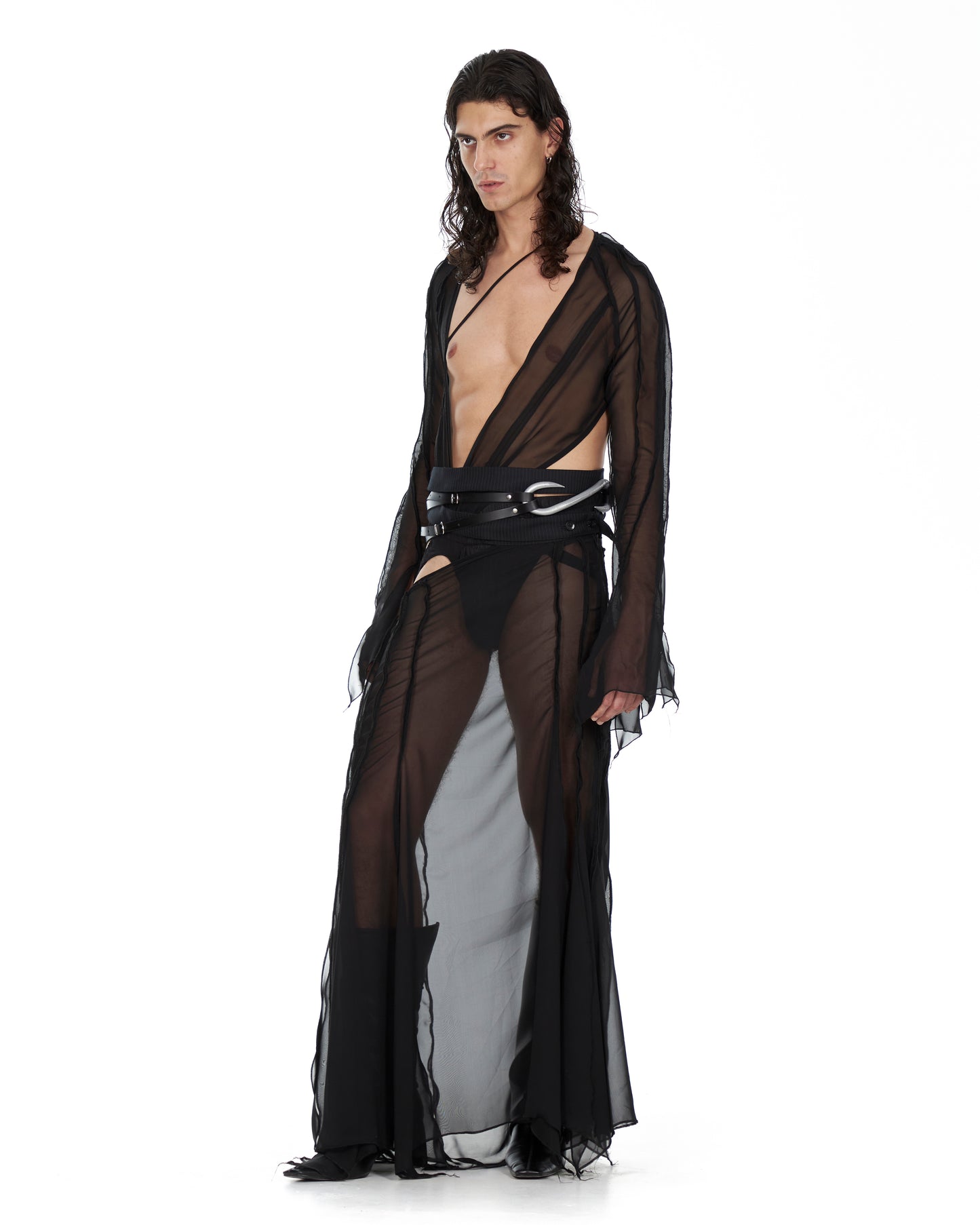 Double Waistband Black Skirt