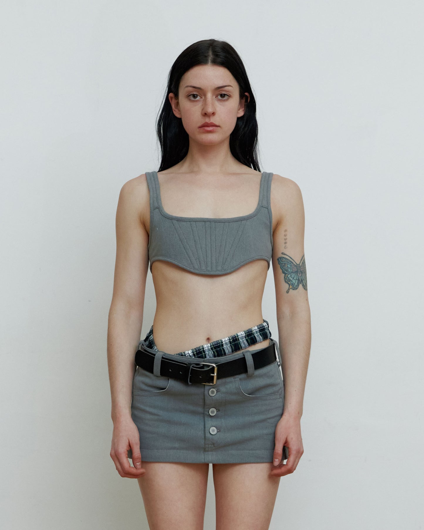 Denim mini corset