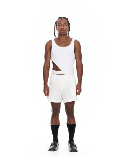 White Double Waistband Shorts