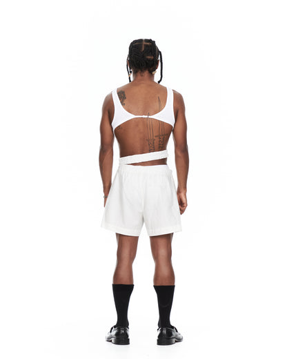White Double Waistband Shorts