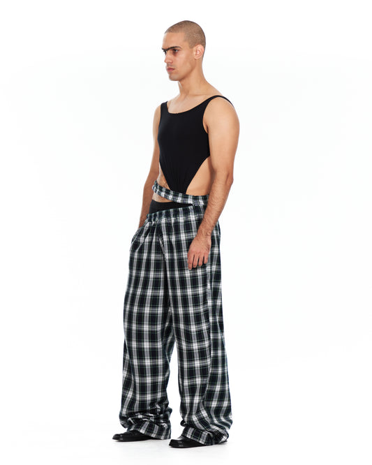 Tartan Double Waistband Pants