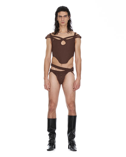 Brown Double Waistband Jockstrap (Bulgy Version)