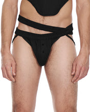 Load image into Gallery viewer, Black Double Waistband Jockstrap (Bulgy Version)
