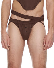 Load image into Gallery viewer, Brown Double Waistband Jockstrap (Bulgy Version)
