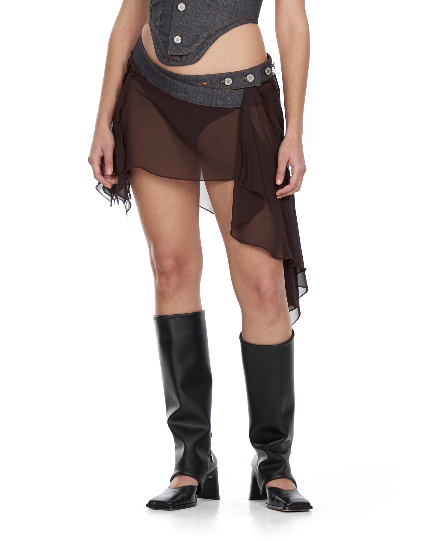 Denim Jockstrap Mini Skirt