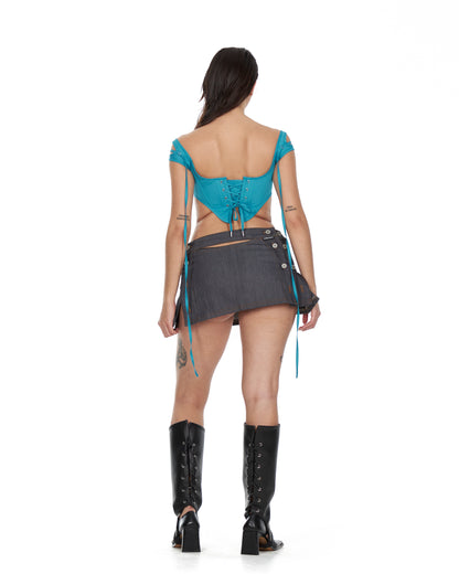 Blue Double Strap Corset with Cut Out