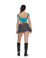 Load image into Gallery viewer, Blue Double Strap Corset with Cut Out

