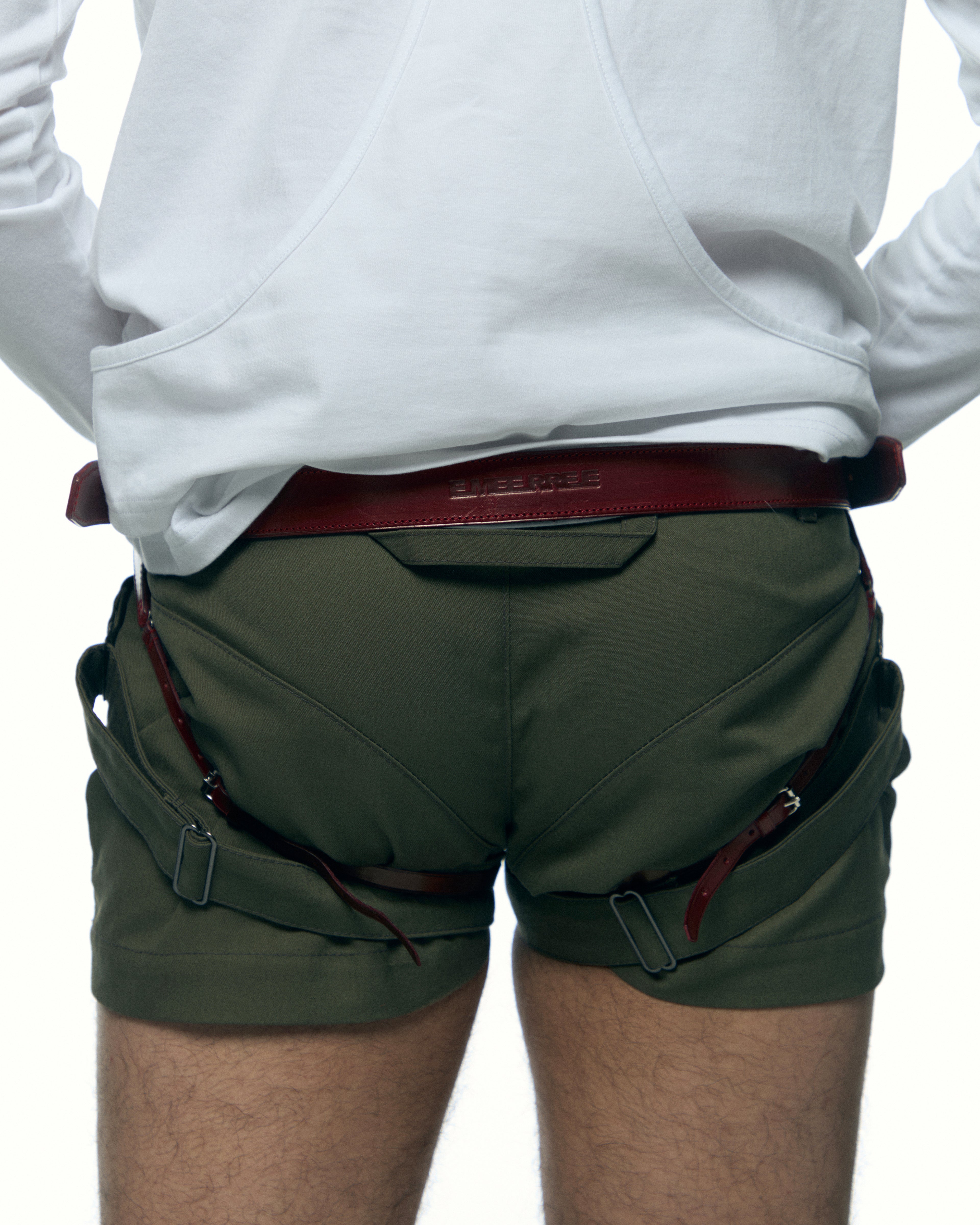 Leather Suspender Belt - Burgundy