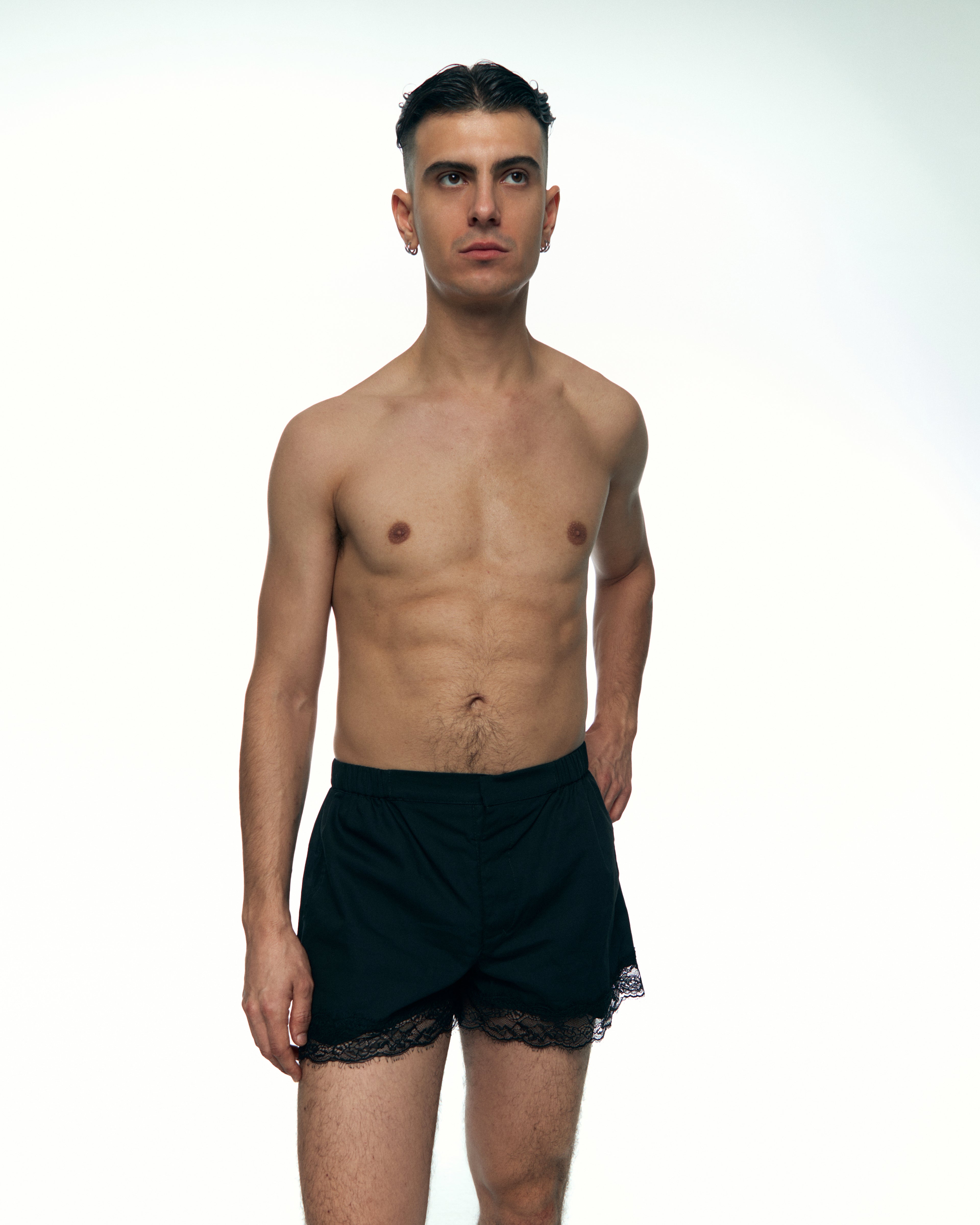 Black Lace-Hem Shorts