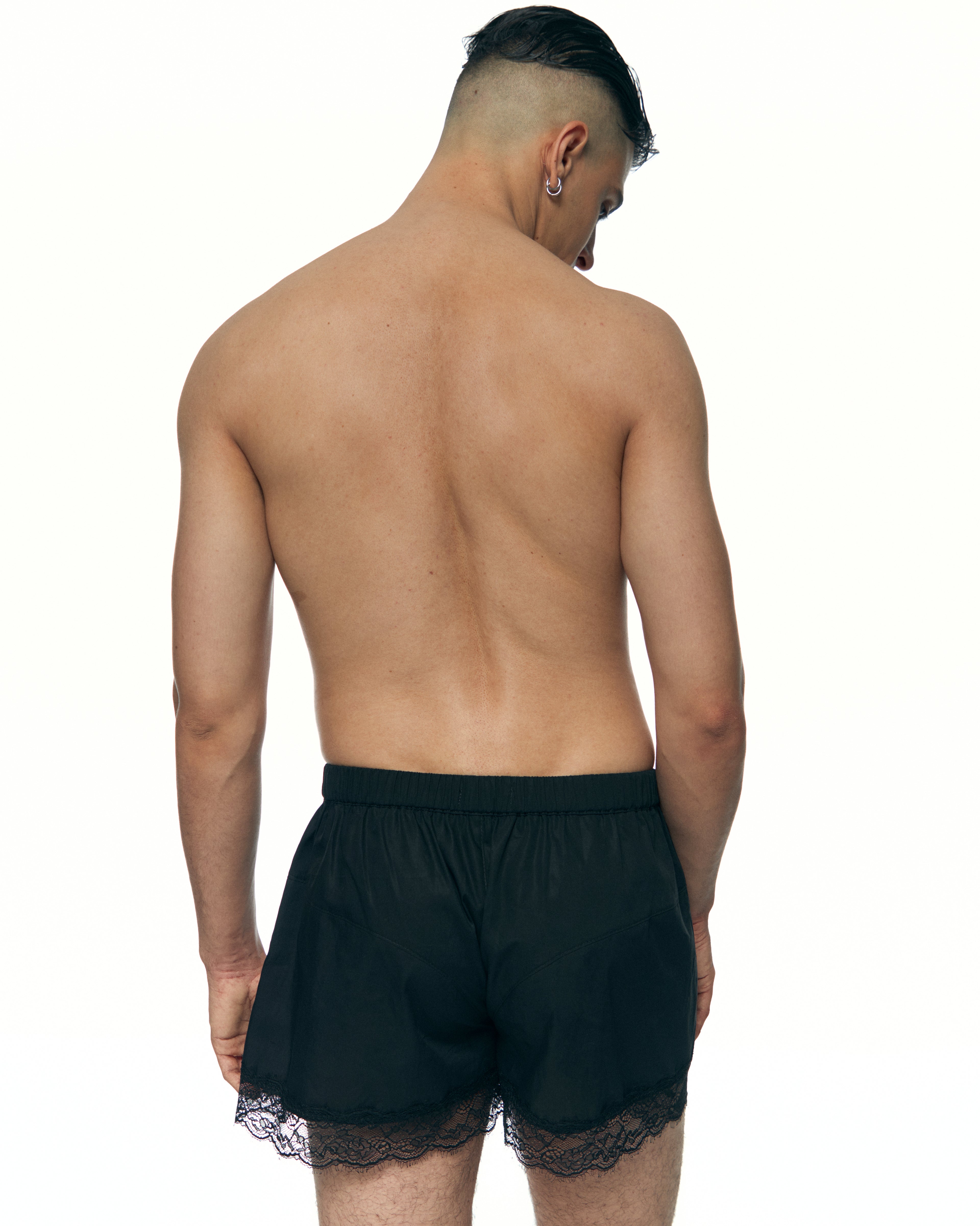 Black Lace-Hem Shorts