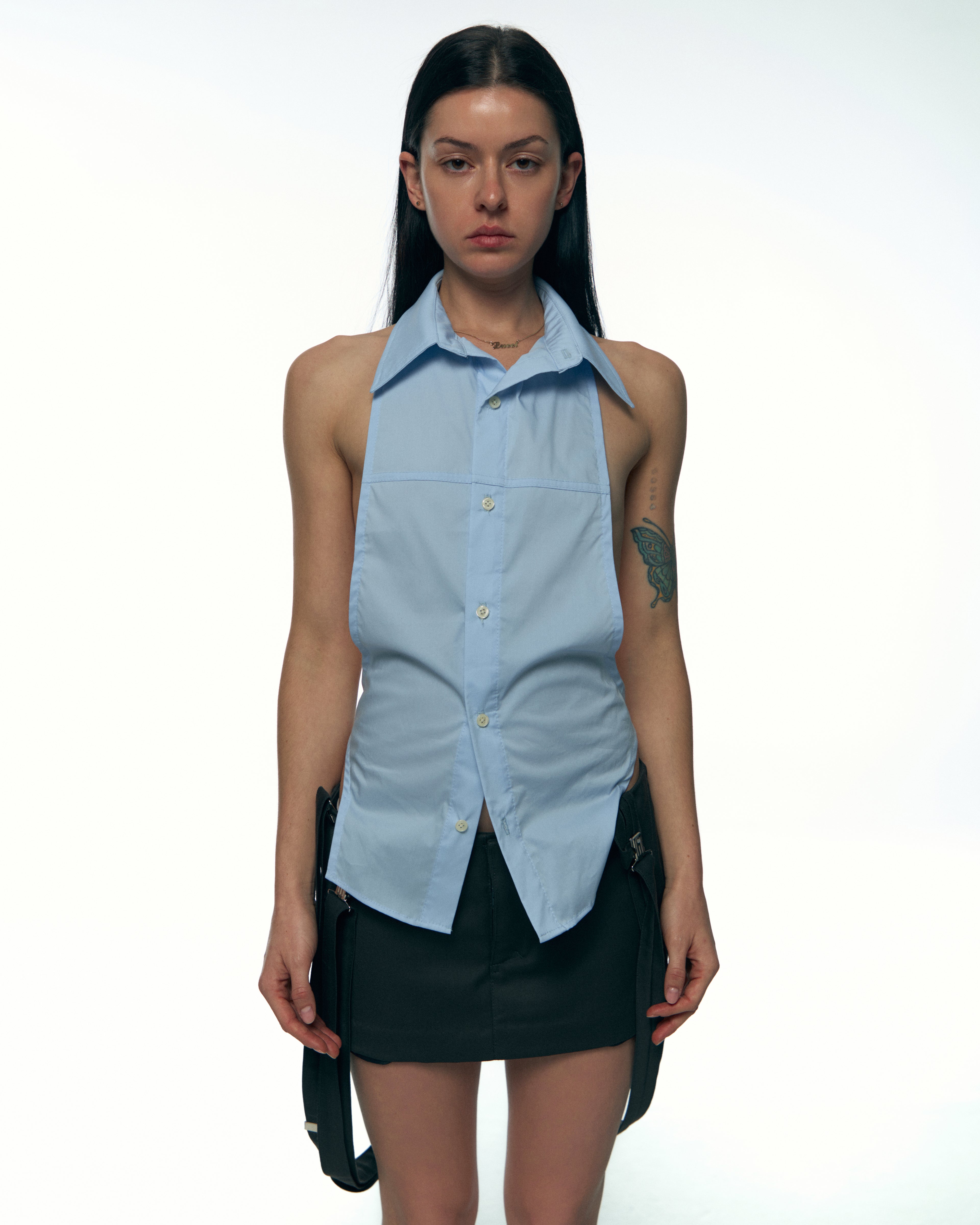 Bby Blue Harnessed Apron Shirt