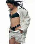 Lace Mini Skirt with Harness Straps - White