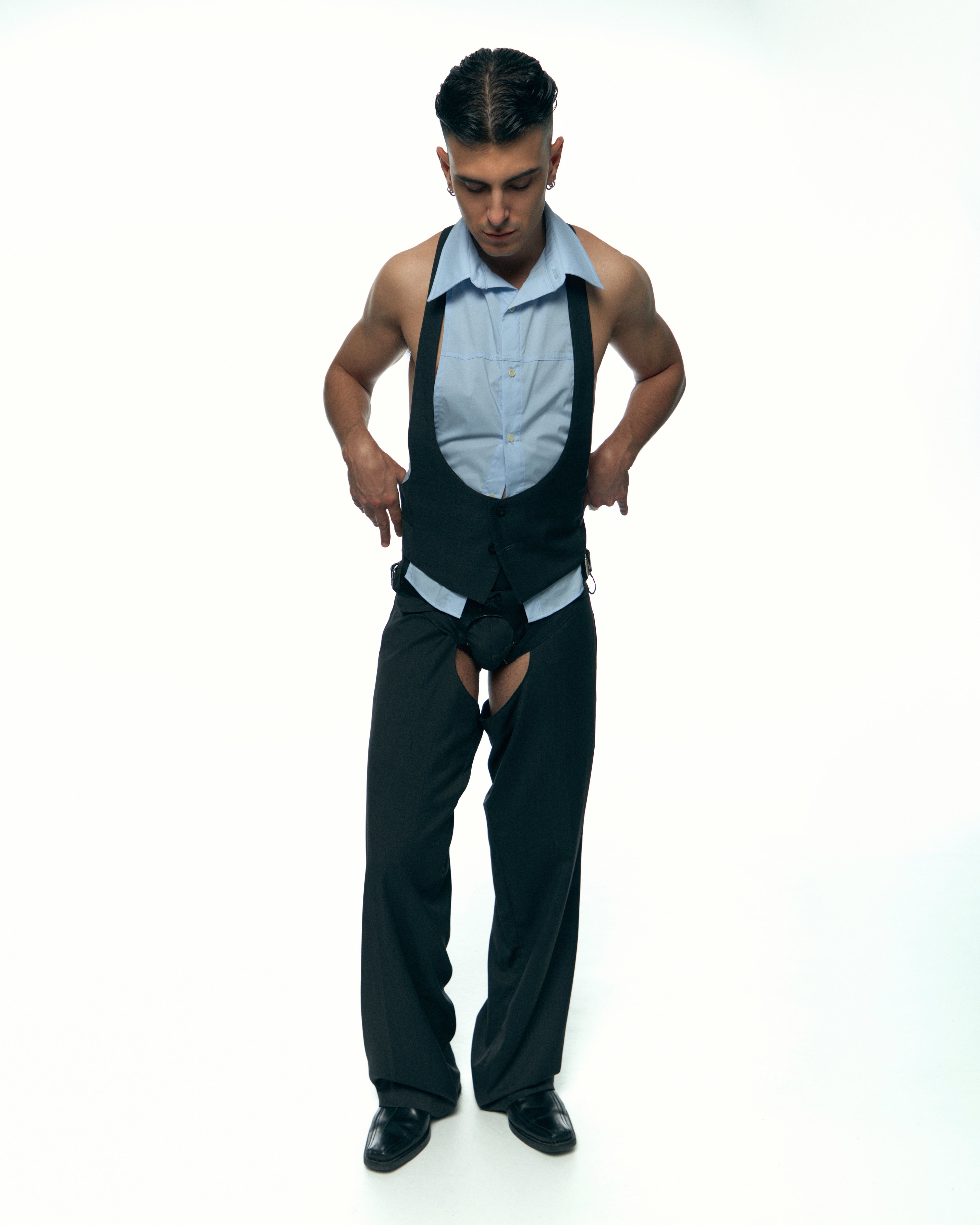 Bby Blue Harnessed Apron Shirt