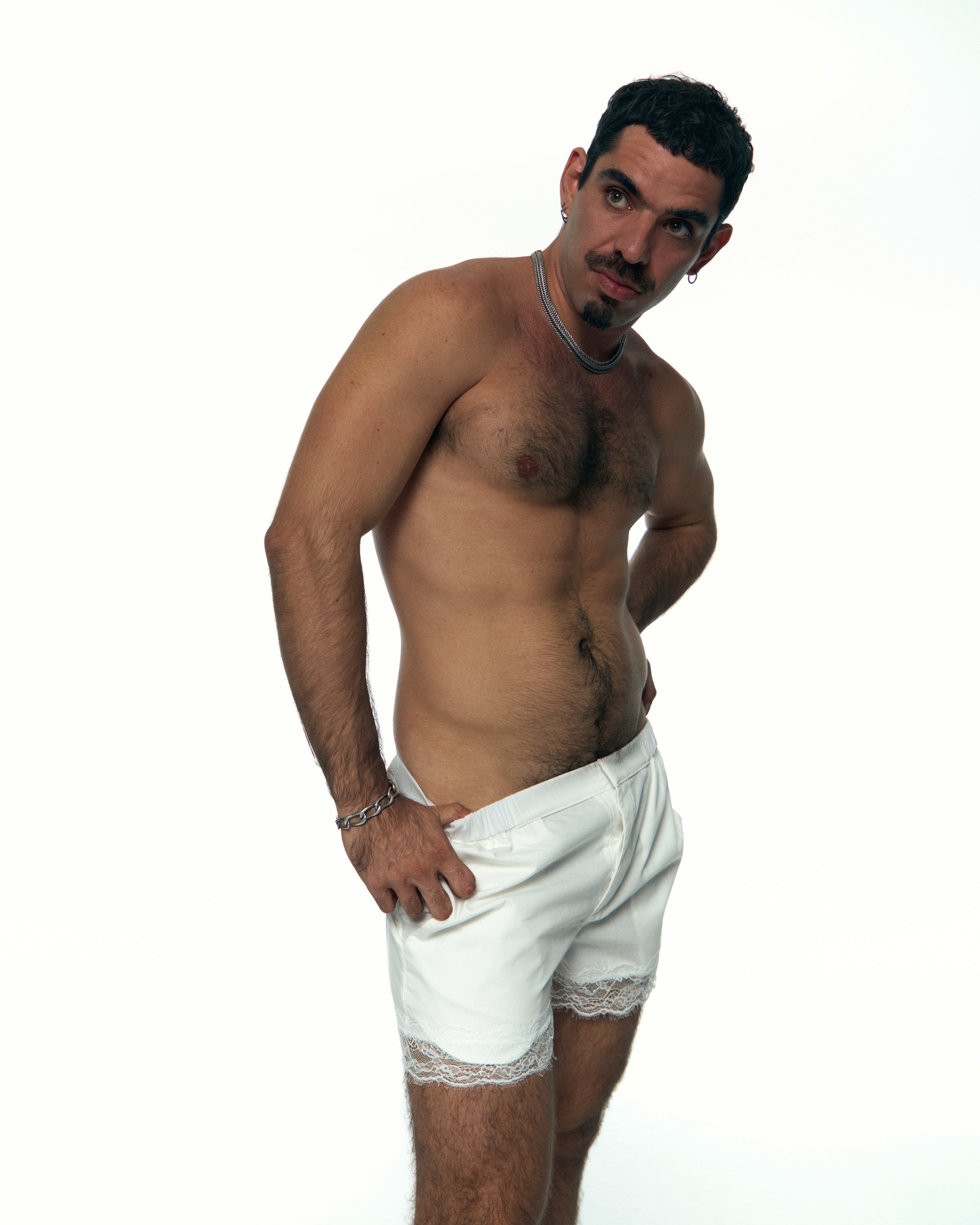 White Lace-Hem Shorts