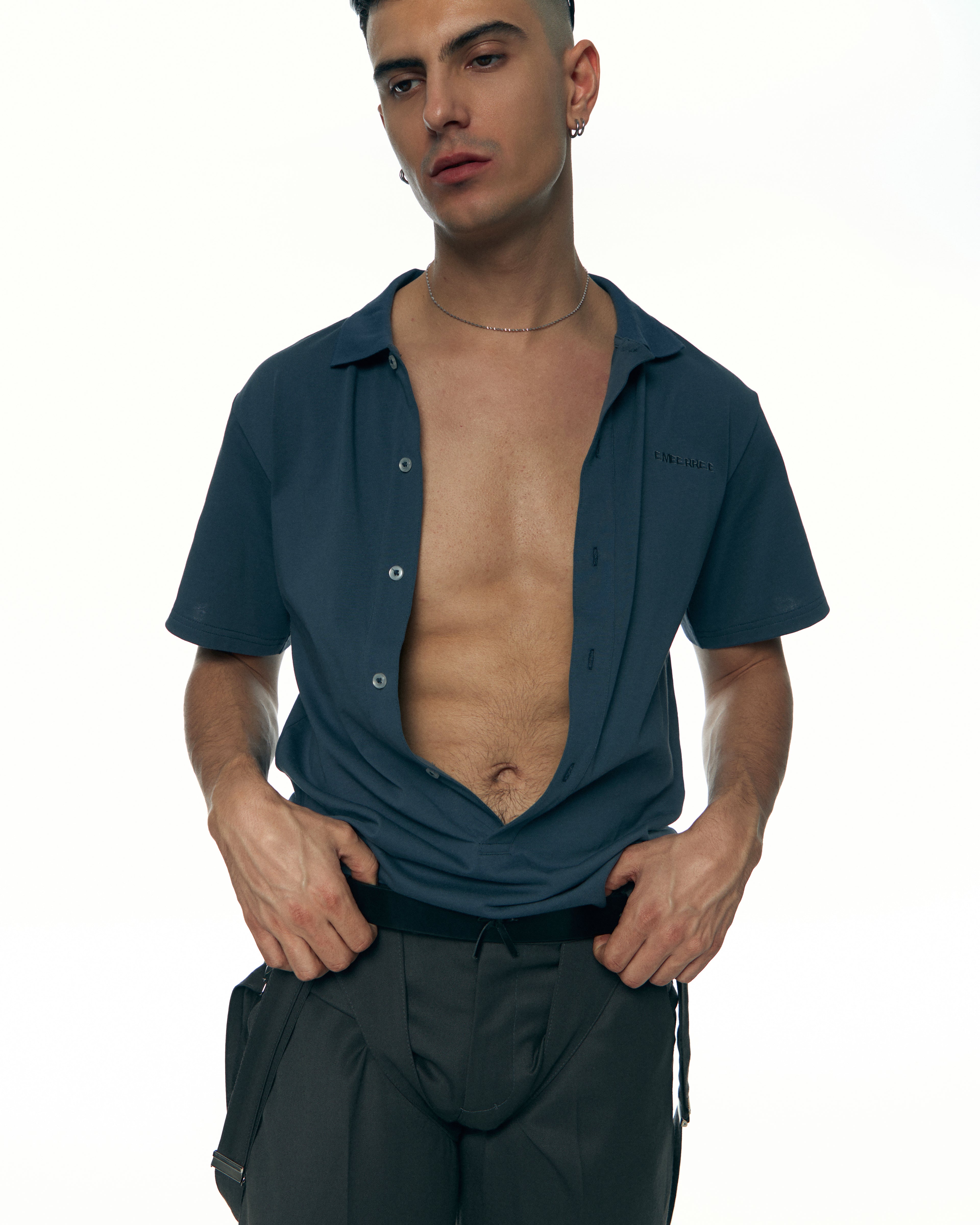 Plunge Polo - Muted Navy