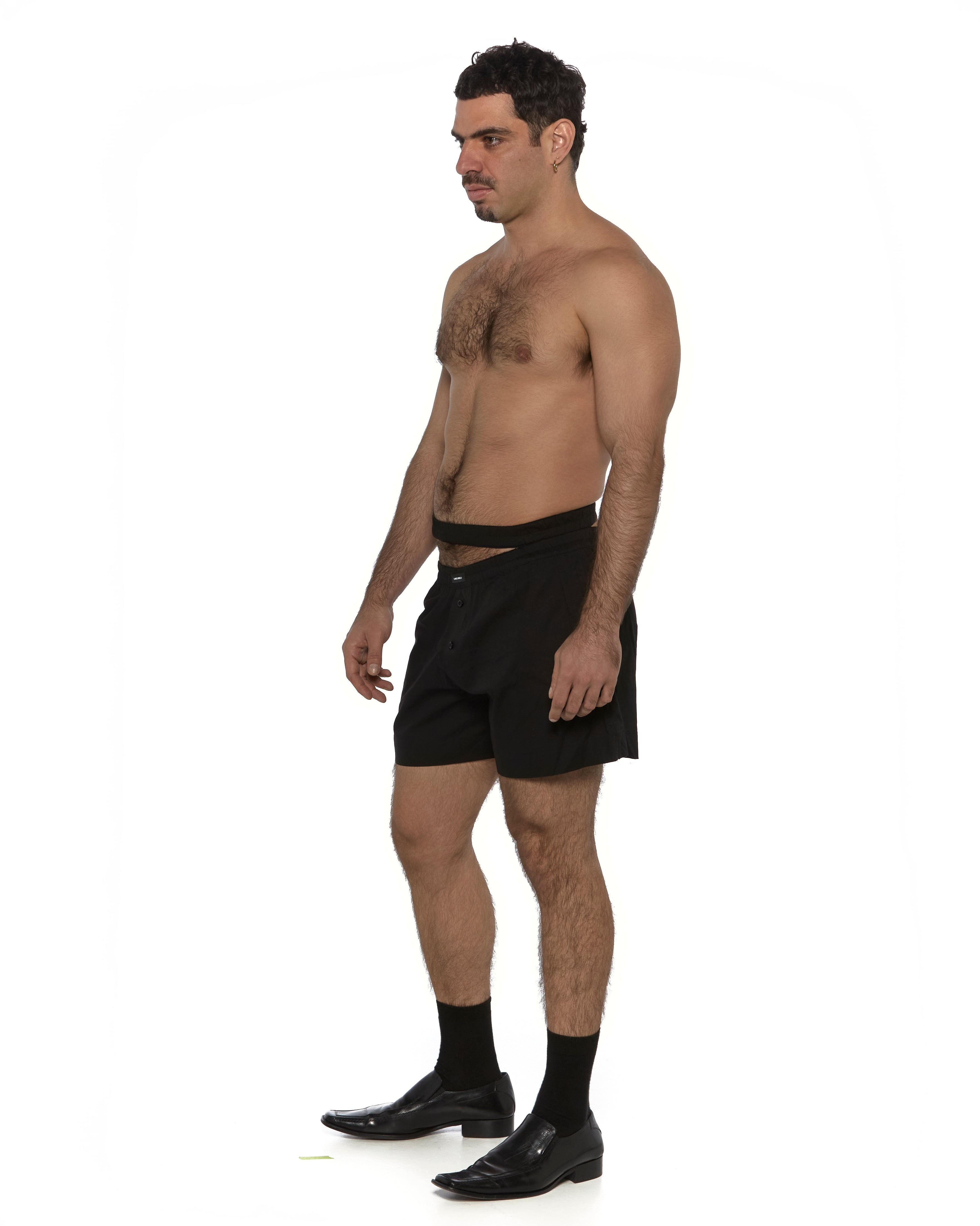 Black Double Waistband Boxer