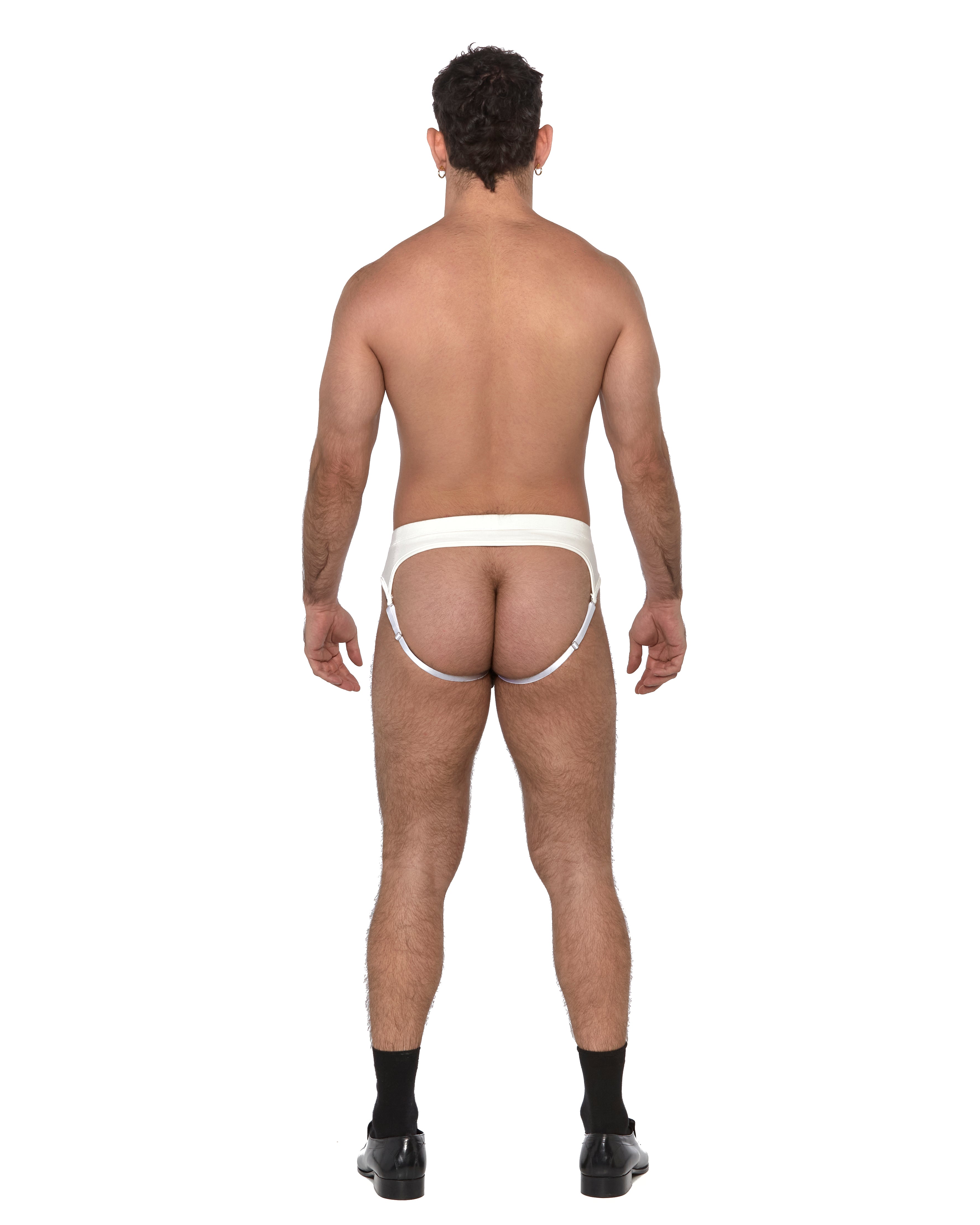 White Cotton Jockstrap with cutouts