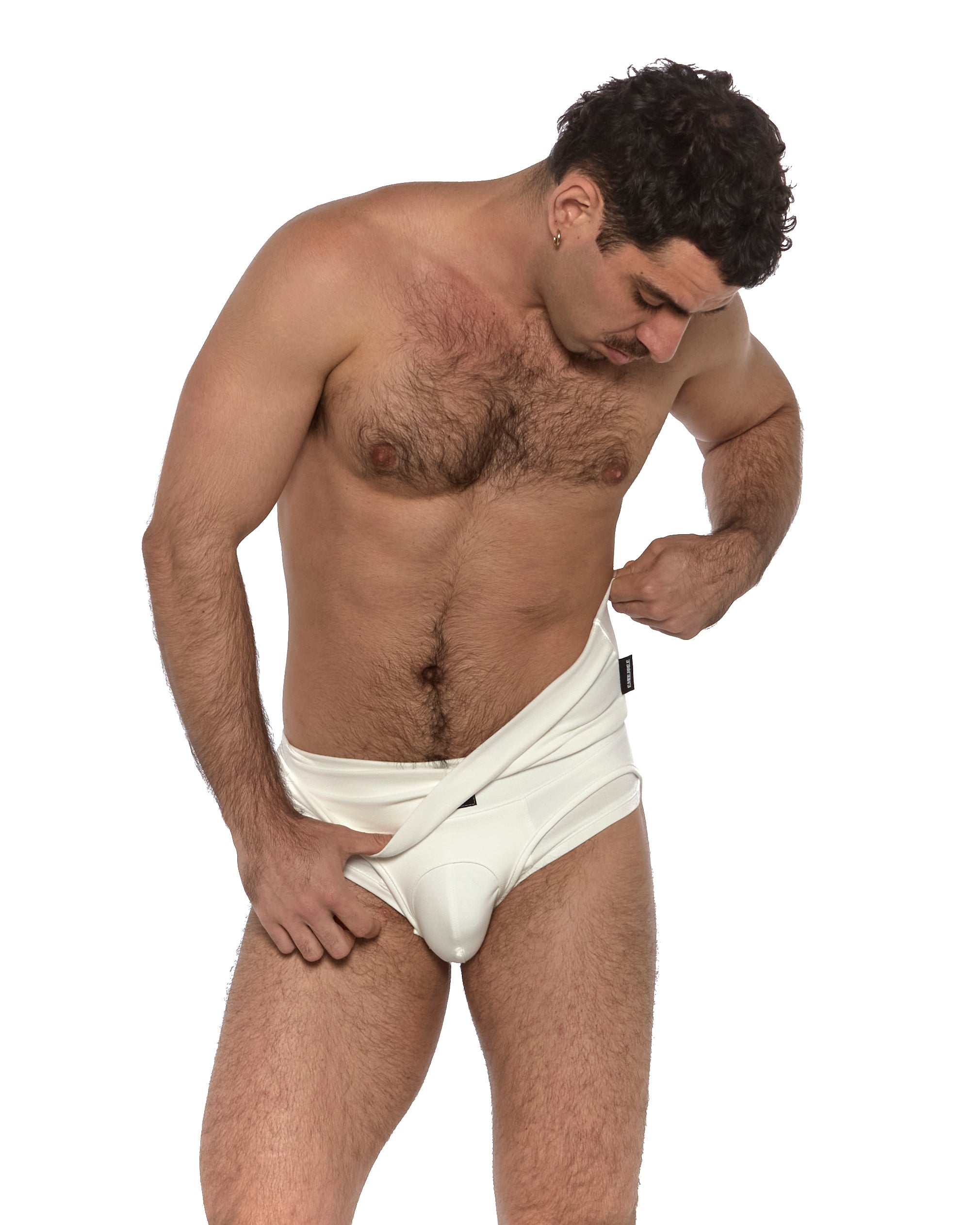 White Cotton Jockstrap with cutouts