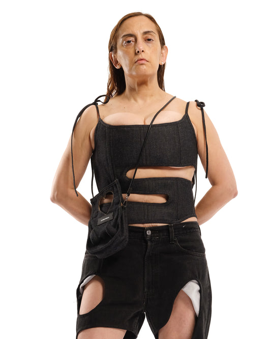 Black Denim Corse with Cuts Outs
