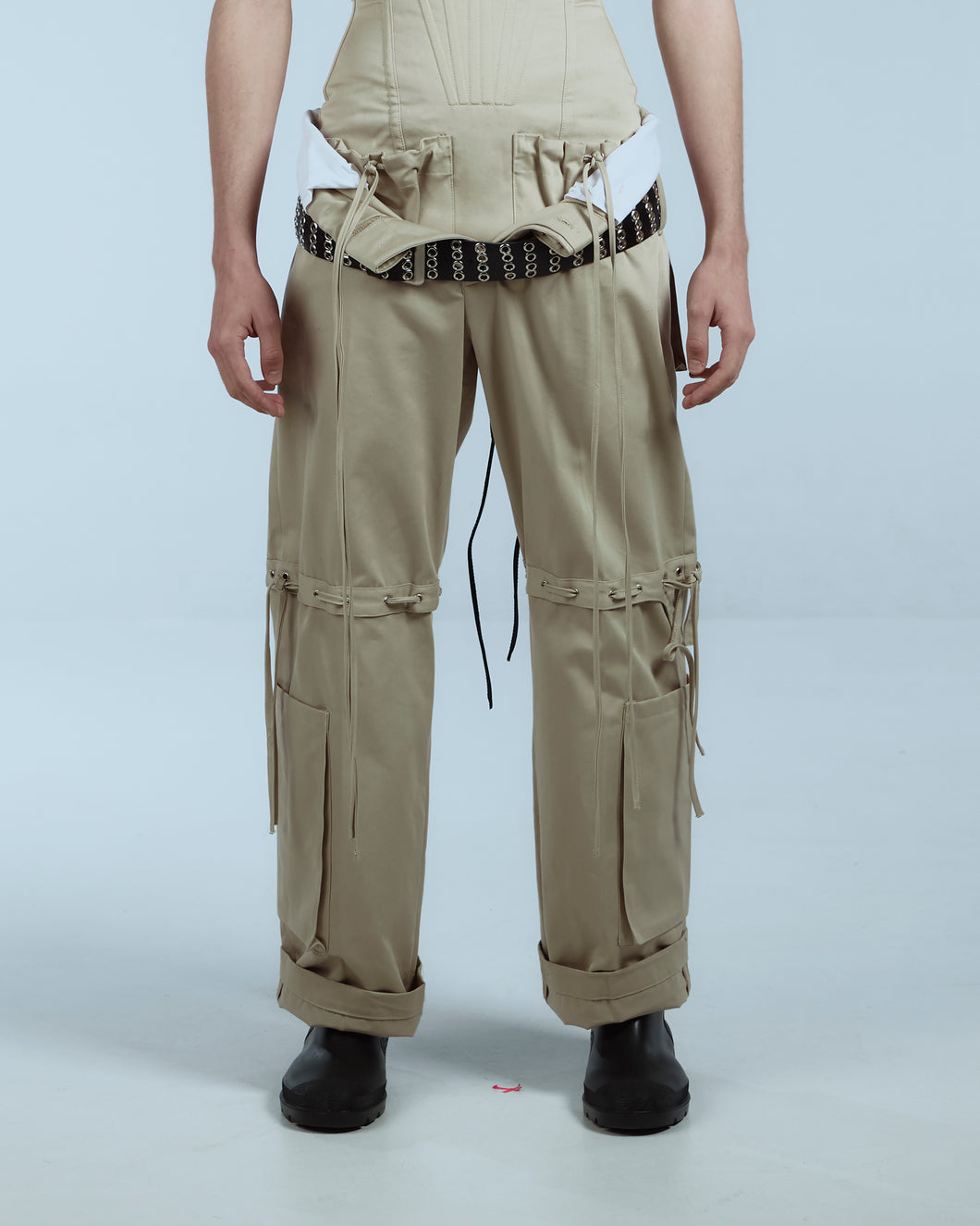 Rolled Waistband Cargo Pants