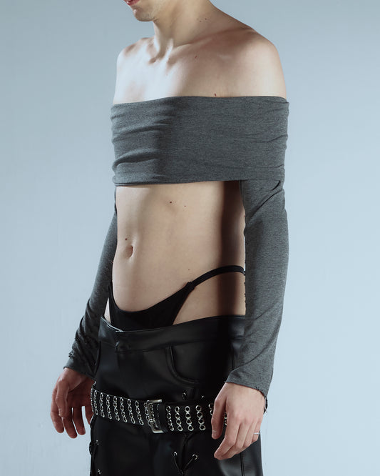 Bandeau  Grey Top With Long Sleeves